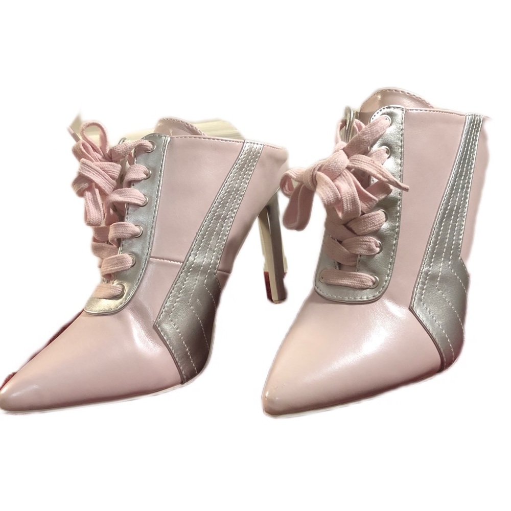 Cape Robbin Pink and Silver Retro Style Point Toe Mules - Picture 7 of 10